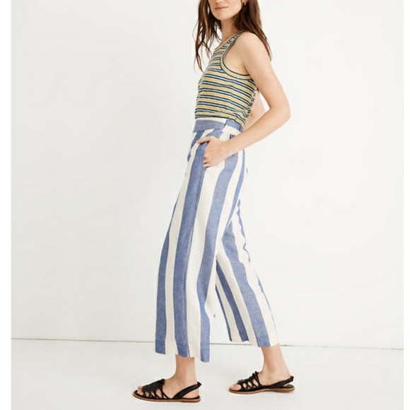 Madewell Pants - Madewell Huston Pull-On Crop Pants in Blue Stripe